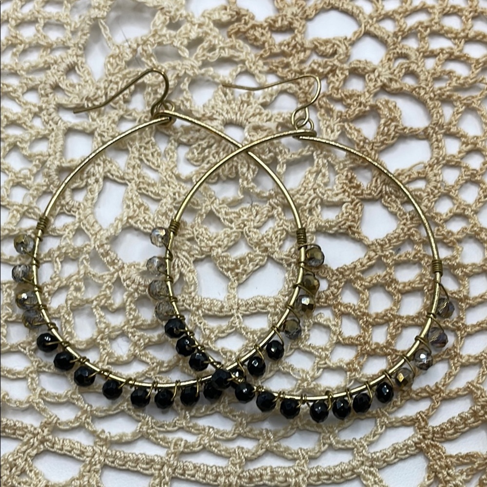 Faceted Glass Wire Wrapped Earrings